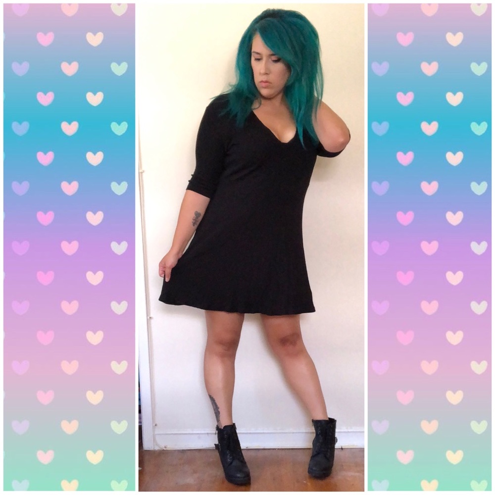 ASOS Plunging Neckline Black Mini A-Line Dress